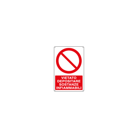 Cartello divieto depositare sostanze infiammabili EN ISO 7010