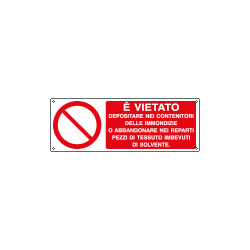 Cartello divieto deposito nei contenitori etc. EN ISO 7010