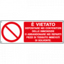Cartello divieto deposito nei contenitori etc. EN ISO 7010