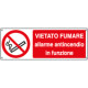 Etichetta adesiva vietato fumare allarme antincendio EN ISO 7010