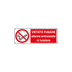 Etichetta adesiva vietato fumare allarme antincendio EN ISO 7010