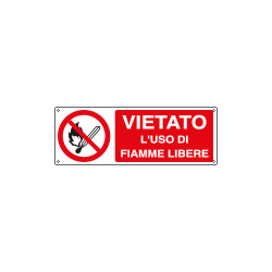 Cartello vietato L'USO DI FIAMME LIBERE EN ISO 7010