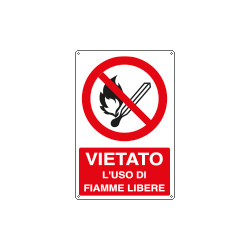 Cartello vietato l'uso di fiamme libere EN ISO 7010
