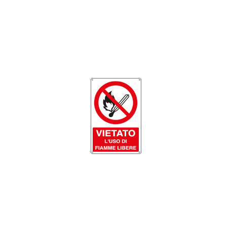 Cartello vietato l'uso di fiamme libere EN ISO 7010