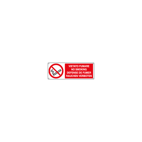 Cartello vietato fumare (4 Lingue) EN ISO 7010
