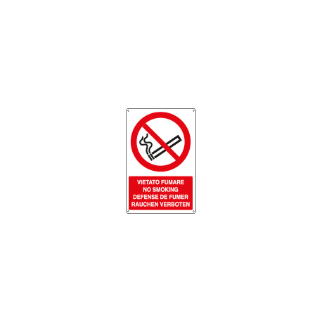 Cartello vietato fumare (4 Lingue) EN ISO 7010