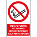 Cartello vietato fumare (4 Lingue) EN ISO 7010