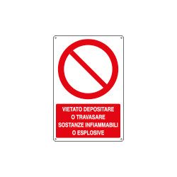 Cartello vietato depositare sostanze infiammabili EN ISO 7010