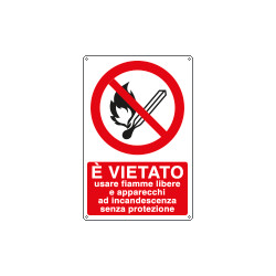 Cartello vietato uso fiamme e apparecchi ad incand. . . EN ISO 7010