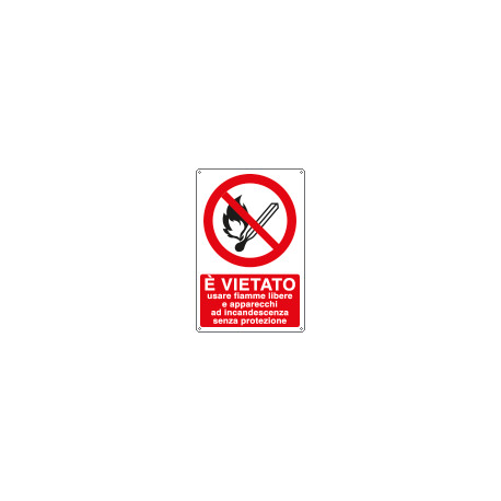 Cartello vietato uso fiamme e apparecchi ad incand. . . EN ISO 7010