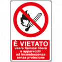 Cartello vietato uso fiamme e apparecchi ad incand. . . EN ISO 7010