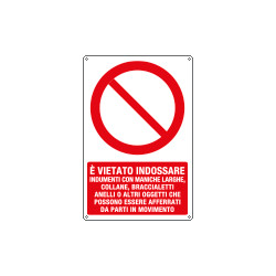 Cartello vietato indossare abiti con maniche larghe EN ISO 7010