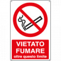 Cartello vietato fumare oltre questo limite EN ISO 7010