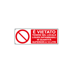 Cartello vietato liquidi infiammabili sopra 10 lt EN ISO 7010