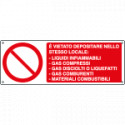 Cartello divieto vietato depositare etc EN ISO 7010