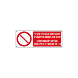 Cartello vietato depositare materiali e attrezzature EN ISO 7010