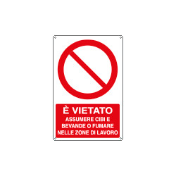 Cartello divieto vietato assumere cibi EN ISO 7010