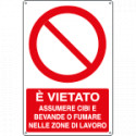Cartello divieto vietato assumere cibi EN ISO 7010