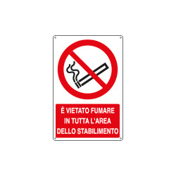 Cartello divieto vietato fumare area stabilimento EN ISO 7010