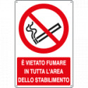 Cartello divieto vietato fumare area stabilimento EN ISO 7010