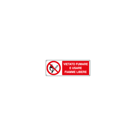 Cartello vietato fumare e/o usare fiamme libere EN ISO 7010