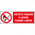 Cartello divieto vietato fumare e usare fiamme libere EN ISO 7010