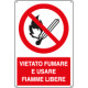 Cartello divieto vietato fumare e usare fiamme libere EN ISO 7010