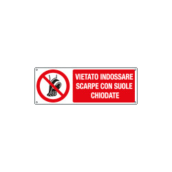 Cartello vietato indossare suole chiodate EN ISO 7010