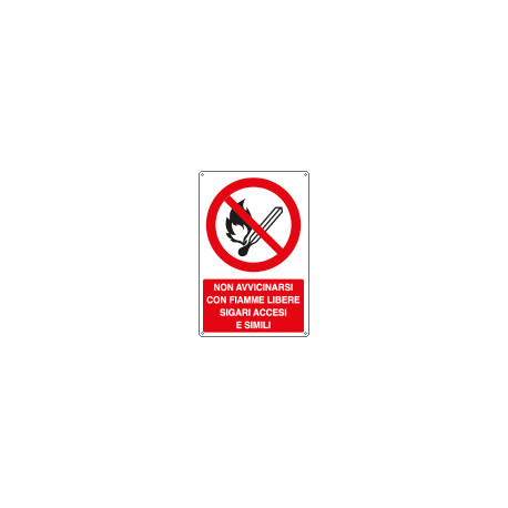 Cartello divieto Non avvicinarsi con fiamme libere EN ISO 7010