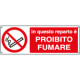 Cartello divieto In questo reparto vietato fumare EN ISO 7010