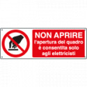 Etichetta adesiva non aprire consentito elettricisti EN ISO 7010