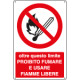Cartello divieto Oltre limite vietato fum. e fiamme EN ISO 7010