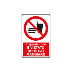 Cartello divieto vietato bere e mangiare EN ISO 7010