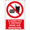 Cartello divieto vietato bere e mangiare EN ISO 7010