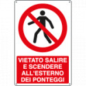 Cartello divieto vietato all'esterno ponteggi EN ISO 7010