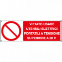 Cartello vietato usare utensili elettrici EN ISO 7010