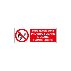 Cartello vietato fumare usare fiamme EN ISO 7010