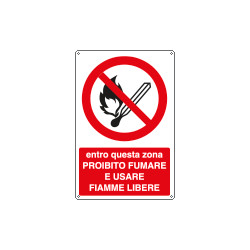 Cartello vietato fumare usare fiamme EN ISO 7010