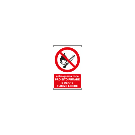 Cartello vietato fumare usare fiamme EN ISO 7010