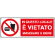 Cartello divieto in questo locale vietato mangiare EN ISO 7010