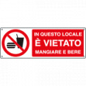 Cartello divieto in questo locale vietato mangiare EN ISO 7010