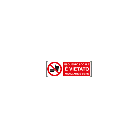 Etichetta adesiva in questo locale vietato mangiare EN ISO 7010