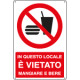 Cartello in questo locale vietato mangiare EN ISO 7010