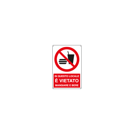 Cartello in questo locale vietato mangiare EN ISO 7010