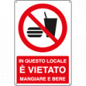 Cartello in questo locale vietato mangiare EN ISO 7010