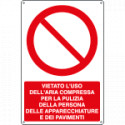 Cartello divieto uso aria compressa per pulizia EN ISO 7010