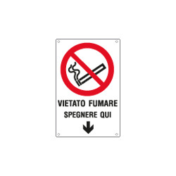 Cartello vietato fumare spegnere qui EN ISO 7010