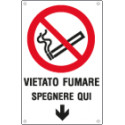 Cartello vietato fumare spegnere qui EN ISO 7010