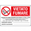 Cartello divieto fumare L. 311 30/12/04 con ammenda EN ISO 7010
