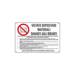 Cartello vietato materiali davanti agli IDRANTI EN ISO 7010